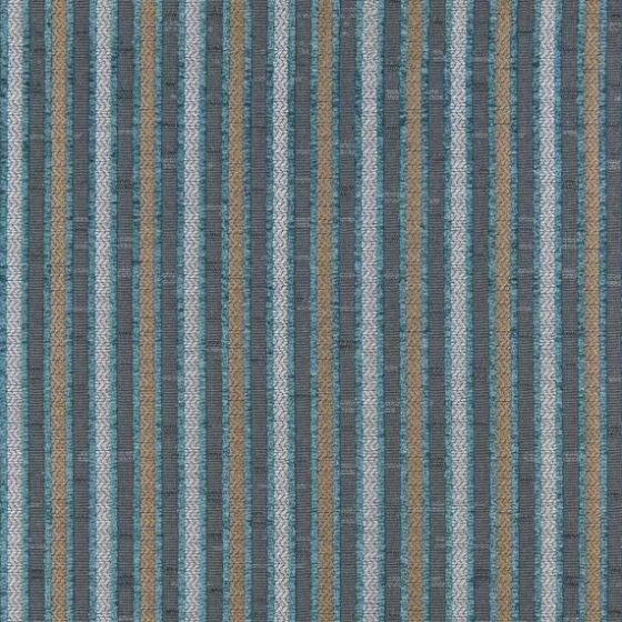 Pinstripe Curtain Fabric in Persian Blue