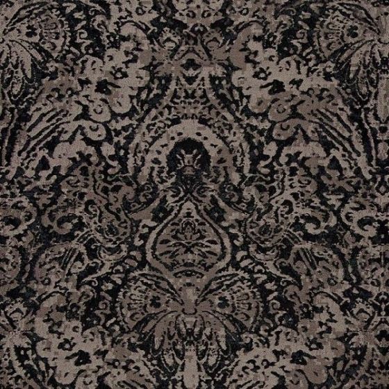 Manhattan Curtain Fabric in Black Gold