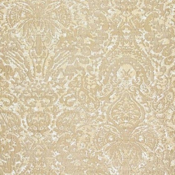 Manhattan Curtain Fabric in White Gold